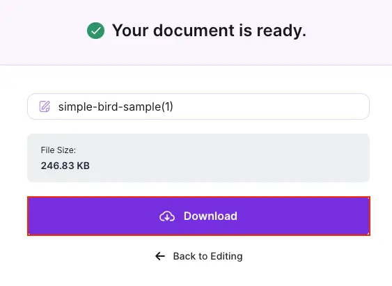 Download the PDF after the image conversion is complete