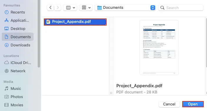 Select another file for merging and click Open