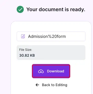Click the Download button to save the split PDF file