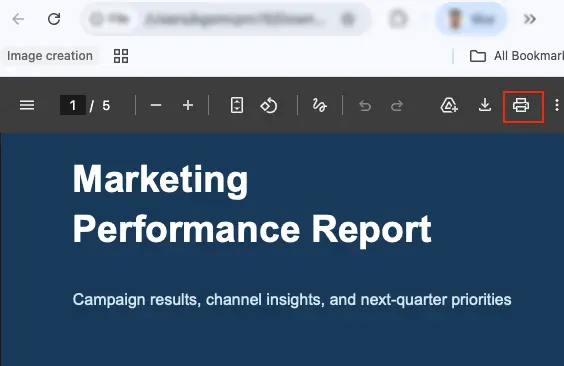 Open the PDF in a browser and click the Print icon