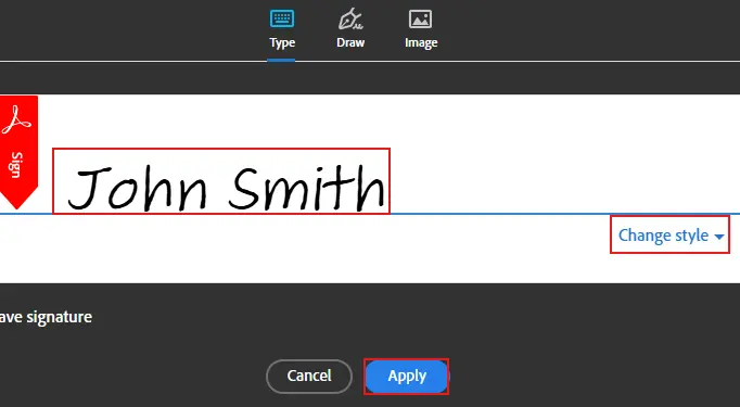 Choose type, write down the sign, change style and click apply