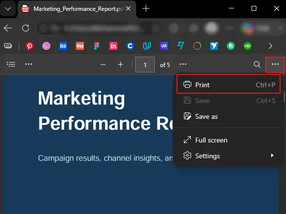 Open the PDF using a PDF reader and from the menu option select Print