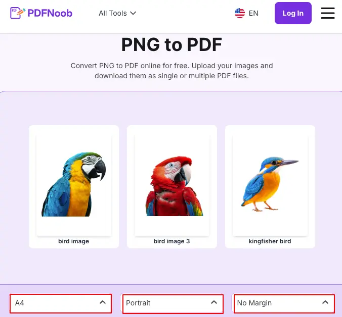Choose the page size and orientation, and set the margins
