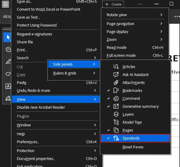 Choose the standards option to get the standard