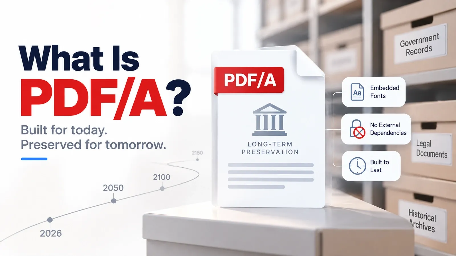 What Is PDF/A? Self-Contained Archiving, Embedded Fonts, Conformance Levels, and Why Governments Require It